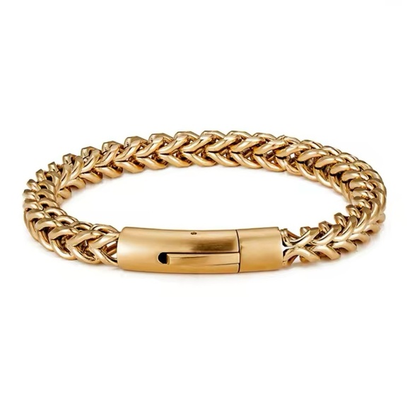 Men 18k Gold Plated Chain Stainless Steel Bracelet 9” an 8.3” - Picture 4 of 4